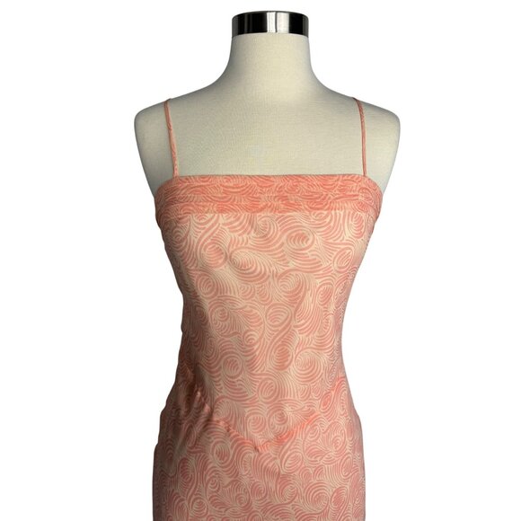 VTG Casual Corner Peach Swirl Dropped Waist Silk Midi Dress Whimsy Fairy Size 2‎ - Picture 2 of 9